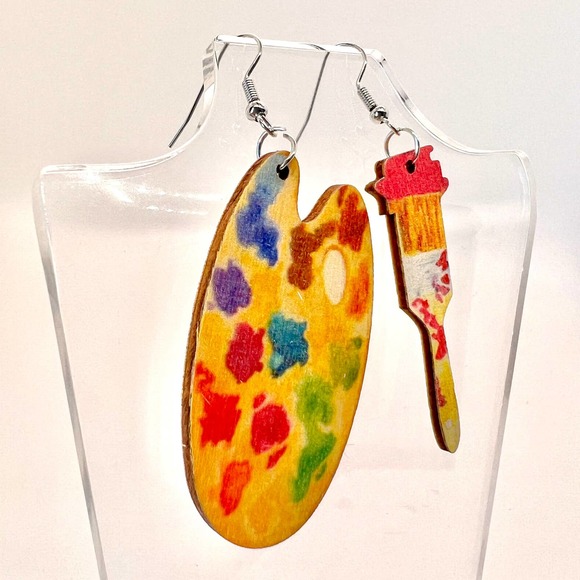 Paint Pallet Earrings - Art Teacher Earrings - Artist Earrings - Art Accessories - Picture 2 of 8